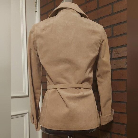 70s Boho Faux Suede Blazer Brodkin Safari Chic Belted Utility Blazer Minimalist - Picture 4 of 11
